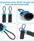 2 Pack Seat Belt Bypass Harness Plugs for Cars Trucks UTVs Lawn Mowers Golf Carts with blue and black connectors in multiple angles.