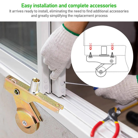Installation view of 4 Pack Sliding Screen Door Rollers With 1 Inch Concaved Steel Ball Bearings Spring Loaded Arm Rock Solid Adjustable Sleeve And Screws Compatible With Doors And Similar Tension Spring Rollers