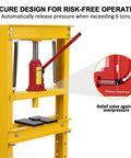 Dead Serious 12 Ton Hydraulic H Frame Shop Press With No Sweat Adjustable Table showcasing secure design for risk-free operation.