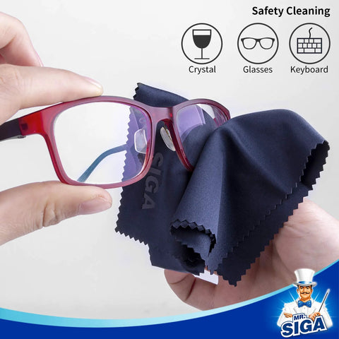MR.SIGA microfiber cleaning cloths for glasses and screens, navy blue, 6-pack, 6 x 7 in (15 x 18 cm)