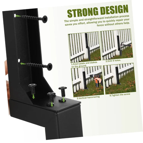 Heavy Duty Fence Post Repair Stakes Ground Spike Anchor Kit Weather Resistant For Quick Installation And Rock Solid Fence Support In Garden Backyard Patio And Yard Two Pack with installation guide.