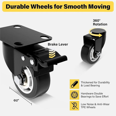 Lightweight Six Wheel Folding Hand Truck Dolly For Luggage And Groceries, Portable Trolley Easy To Use, Diamond Pattern Platform, Heavy Duty Haul Up To 502 Lbs, Ideal For Moving, Shopping, Travel Gear; 2-inch wheel with brake lever