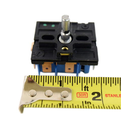 Range Surface Element Control Switch OEM Part with ruler for size reference, compatible with models like JB750SJ7SS and JS645SL1SS.