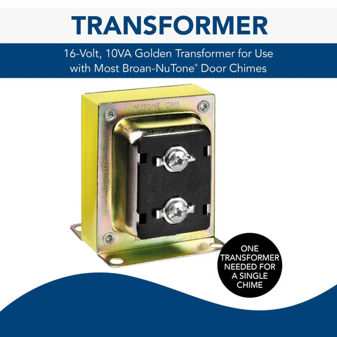16 Volt 10VA Door Chime Transformer For Most Chime Systems Easy Install Durable Design Ideal Replacement Or New Install 1 Pack