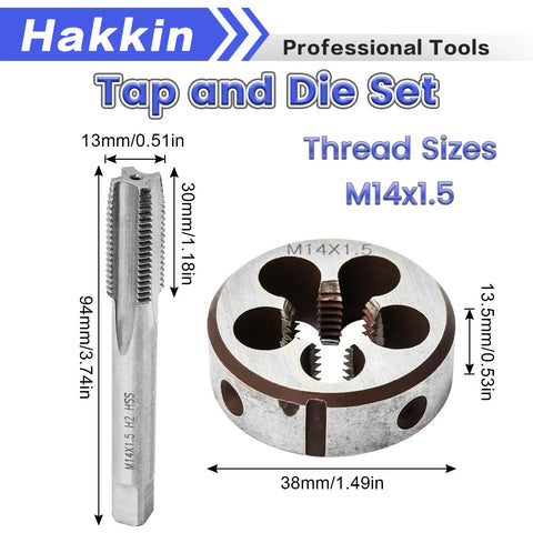 M14x1.5 Metric Tap And Die Set With 38mm Round Die Stock Handle Wrench Pro Grade High Speed Steel Tap Die Kit
