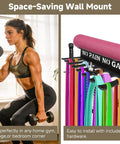 Heavy Duty Wall Mounted Gym Rack With Eight Hooks For Home Workout Gear Storage holding fitness bands and yoga mat
