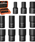 12 Piece Lug Nut Remover Kit with One Half Inch Drive for getting stripped damaged frozen rusted studs and rounded off bolts nuts screws