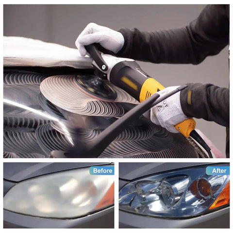 40 Piece 5 Inch Wet Dry Sanding Discs Set With Hook And Loop System, polishing car surface, before and after headlight restoration