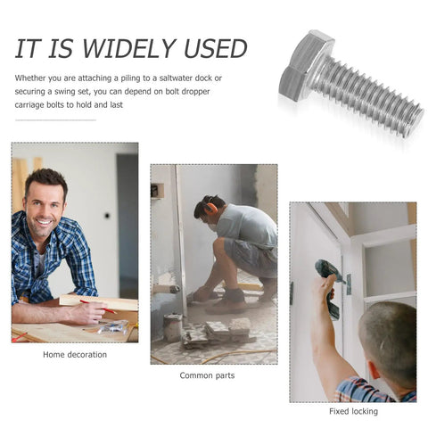 Applications of Stainless Steel M6 Carriage Bolts Nuts And Flat Washers Kit, 20 Pieces, 16mm Thread Length in DIY projects.
