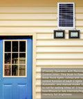 Solar Flood Light 2-Pack Dual 42 LED 6500K Dusk To Dawn Security Lighting installed on outdoor wall by door