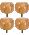 4 Pack Round Bun Wood Furniture Legs 5cm Lift For Cabinets Benches And Sofas Easy Install Replacement Feet In Modern Solid Wood Finish