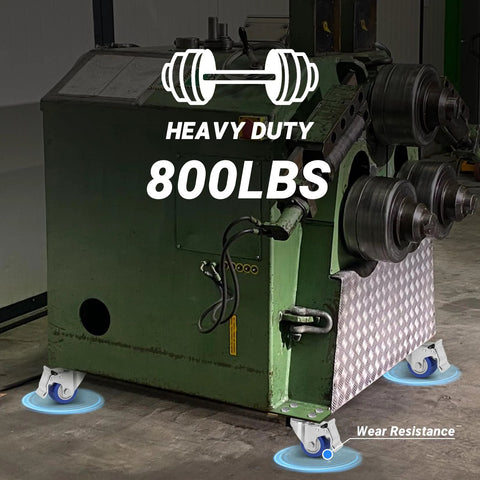 2 Inch Stainless Steel Castors With Brakes, Set Of 4, 304 Stainless Steel Heavy Duty Caster Wheels installed under a heavy machine