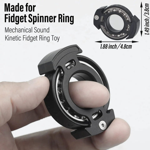 Person holding Aluminum Alloy Fidget Ring For Men Dope Anxiety Relief Toy With 6804 Ball Bearing Chain Bike Sound Nuclear Reactor Design