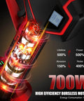 Beastly 700W Brushless Electric Pruning Shears motor with efficiency stats and LED display