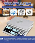 Heavy Duty Counting Scale For Small Parts 30kg 66lb Capacity, 1g Precision, Switchable Modes on workbench with items