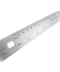 Deluxe Pro Grade 5 Piece Measuring Kit With 8 Inch Spring Inside And Outside Calipers 8 Inch Dividers Firm Joint Dividers With Pencil Attachment And Carbide Scriber Plus 6 Inch Stainless Pocket Rule showing 6 inch stainless steel rule with precise markings
