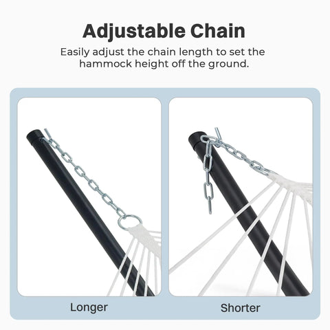 Adjustable chain for 12Ft Two Person Quilted Outdoor Hammock With Stand Detachable Pillow And Bamboo Spreaders