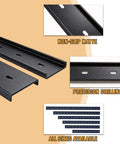 Badass Heavy Duty C Channel Steel Braces For Live Edge Tabletop Slabs Hidden Metal Support Brackets With Flexible Six Hole Mount showcasing precision drilled black powder coated steel.