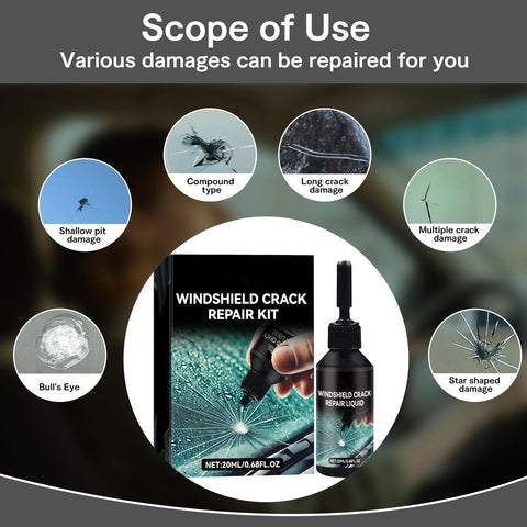 Upgraded Windshield Crack Repair Kit With Nano Glass Repair Liquid For Cars and All Surfaces Easy Five Minute Fix details and uses