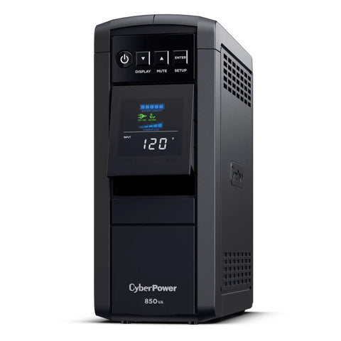 PFC Sinewave UPS Battery Backup And Surge Protector All In One 850VA/510W With 10 Outlets And AVR Mini-Tower Design UL Certified Protects Computers Workstations Network Devices And Telecom Gear