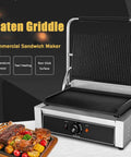 Judyssy Electric Panini Grill And Sandwich Press With Non Stick Plates, stainless steel, adjustable temperature control, commercial use.