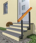 Rock Solid Outdoor Wooden Handrail For 1 To 3 Steps Hella Strong Wall Mount Banister, durable wooden railing on steps.