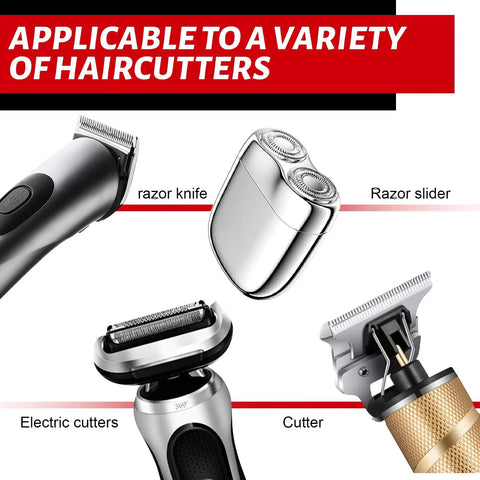 Two Pack Hair Clipper Oil Lubricant For Clippers And Trimmers, Smooth Glide Formula shown applicable to various haircutters.
