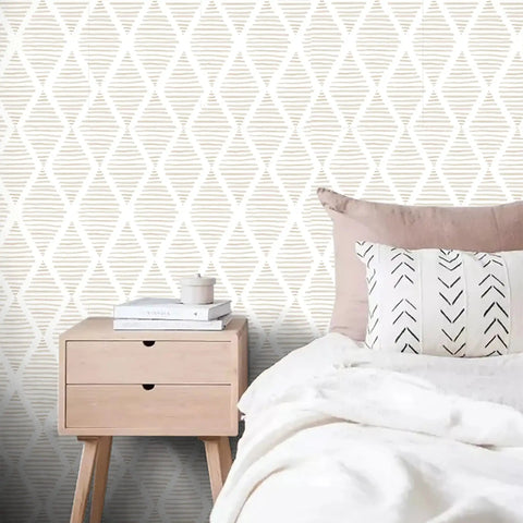 Modern Stripe Peel And Stick Wallpaper Beige And White Geometric Self Adhesive Wall Covering Vinyl For Bedroom Walls Drawers And Cabinets 17.7 X 78.7 Inches Waterproof Removable And Easy Clean Totally Upgrades Your Space