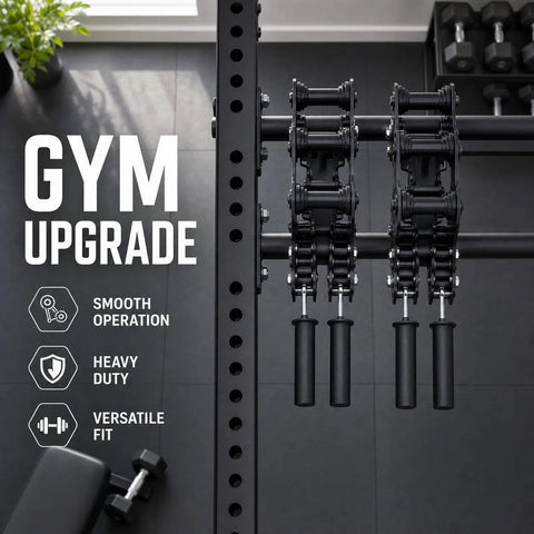Pulley System Attachment for Home Gym With LAT Pulldown and Squat Rack Cables, Upgraded Roller Glider Pair, black steel rack-mounted cable station