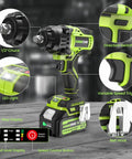 Heavy Duty Cordless Impact Wrench Delivers 1000 Nm Torque And 738 ft-lbs for fast tire swaps and tough DIY auto work features speed control buttons and LED light.