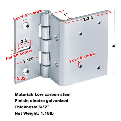 4 Inch Offset Door Hinges Built Tough Five Knuckle Partial Wrap Chest Hinge For 1 Inch Thick Doors 4 Mm Thick Electro Galvanized