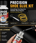 Clear Waterproof Shoe Glue For Sole Repair 30g Quick Dry Flexible Strong Adhesive Kit with applicator, rubber bands, and sandpaper
