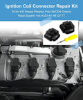 Engine with installed 4 Pack Ignition Coil Connector Repair Kit Fits VW Passat Tiguan Beetle Golf Jetta And Audi A3 A4 A5 A6 Q7 TT R8 Harness Plug Replacement 4B0973724 Direct Fit