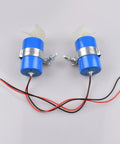 Twin Rc Jet Boat Underwater Motor Thruster 7.4V 16800RPM CW CCW 3 Blade Propeller setup with blue housing and wires