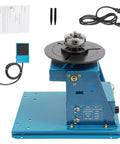 Dead Center 110V Rotary Welding Positioner Turntable with Iron Grip 2.5 Inch Three Jaw Chuck, side view with control panel.