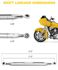 Biker Grade Chrome Shift Linkage Rod For Harley Davidson Touring Bikes 1986 2024 Bolt On Replacement For Smooth Shifts On Softail Dyna Fatboy Street Glide Road Glide Road King Electra Glide, chrome 12.5in linkage dimensions