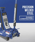 Long Reach Low Profile Floor Jack For Low Clearance Cars, 3 Ton Capacity, Quick Lift Foot Pedal, Dual Piston Pump