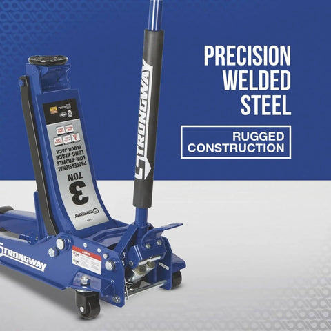 Long Reach Low Profile Floor Jack For Low Clearance Cars, 3 Ton Capacity, Quick Lift Foot Pedal, Dual Piston Pump