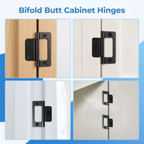 4 Pack Black No Mortise Door Hinges With Screws for folding doors on various wooden surfaces