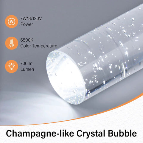 3 Pack Modern Pendant Lights For Kitchen Island With Glittering Crystal Bubbles, 6500K Daylight Brushed Nickel Hanging Fixtures, Integrated LED Ceiling Lamps To Level Up Your Dining Room Or Bedroom Vibes with champagne-like crystal detail.