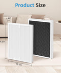 2 Pack A7 And E-400 Replacement Filter Set For Air Purifiers With True HEPA H14 And Activated Carbon, product size dimensions shown