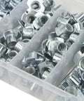 Heavy Duty Galvanized T Nuts Set One Hundred Ten Pieces Pronged Tee Nuts For Wood And Wet Environments in storage case