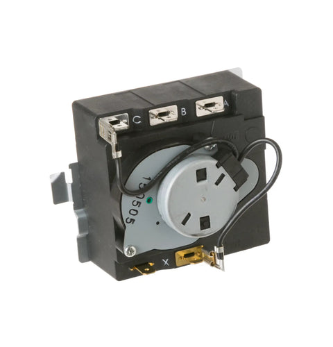 Front view of black WE4M532 Dryer Timer Replacement for GE Dryers, OEM Quality Control Part, Precise Cycle Timing component