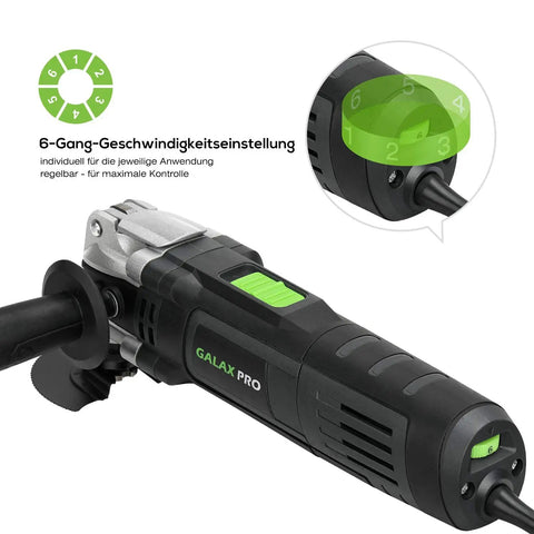 Close-up of Heavy Duty Pro Grade Oscillating Multi Tool Kit With 6 Variable Speeds 3.5A Quick Clamp System Change 30 Accessories