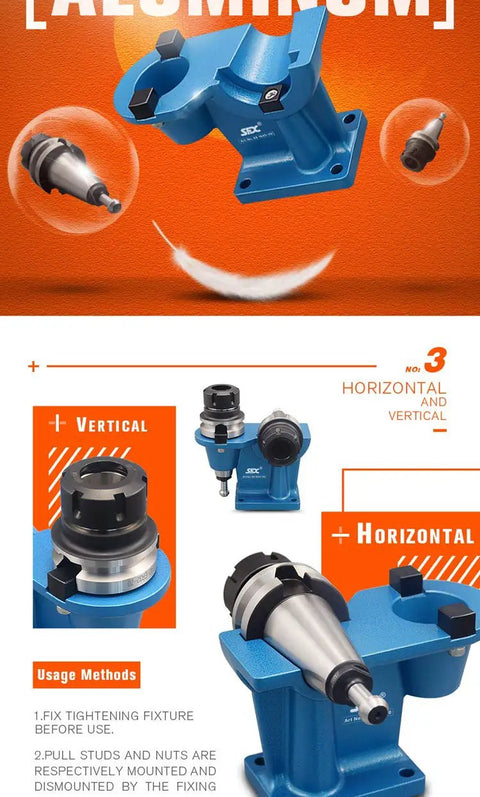 BT40 Tool Holder Tightening Fixture Benchtop Setup Featuring Rock Solid Aluminum Positioning Blocks For Zero Hassle Machine Shop Calibration And Quick Tune Ups
