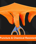 8 Mil Orange Nitrile Disposable Gloves For Mechanics And Auto Work Heavy Duty Puncture Resistant Chemical Resistant Latex Free