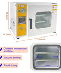 Heavy Duty 0.9 Cubic Foot Vacuum Drying Oven Featuring Pro Grade Pid Temperature Control 12 By 12 By 11 Inch Chamber for lab use.