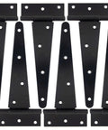 Heavy Duty T Hinge Tee Strap for Shed Gate Barn Fence Door, Outdoor and Indoor Use, Rustproof Wrought Iron Black Finish, 6 Pack, 8 Inch