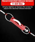 Outrigger release clip, red, for trolling fishing with adjustable 1-60 lb tension and metal rings