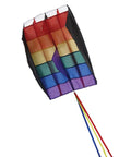 Rainbow Stripes 5.0 Parafoil Kite For All Ages - Frameless Single-Line Travel Kite with colorful pattern in flight.